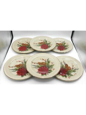 Pinecone Poinsettia by Tabletops Unlimited Dario Farrucci 8-3/4 In. Salad Plates